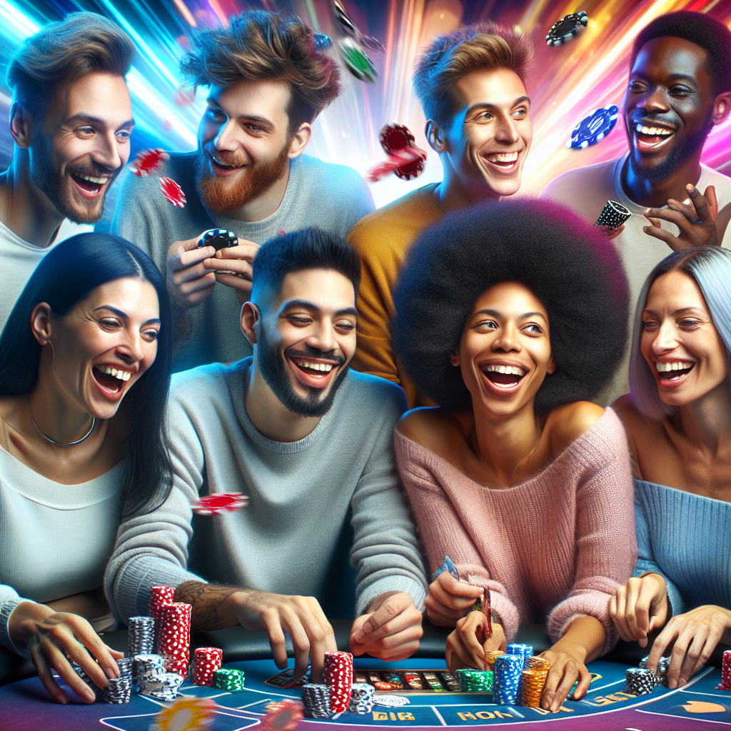 Group of friends playing together online